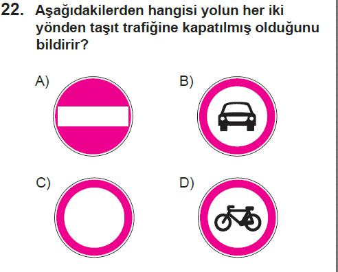 Genel deneme 1, 22. sorunun metni ve seçenekleri