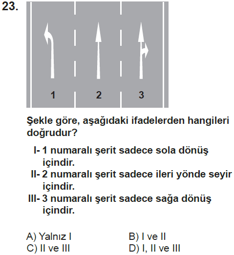 Genel deneme 1, 23. sorunun metni ve seçenekleri