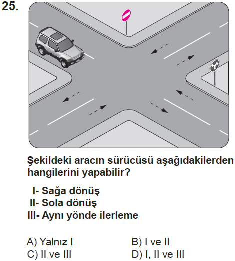 Genel deneme 1, 25. sorunun metni ve seçenekleri
