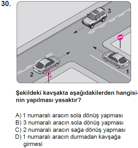 Genel deneme 1, 30. sorunun metni ve seçenekleri