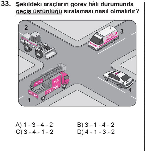 Genel deneme 1, 33. sorunun metni ve seçenekleri