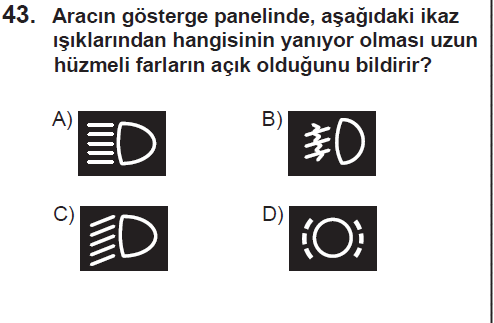 Genel deneme 1, 43. sorunun metni ve seçenekleri
