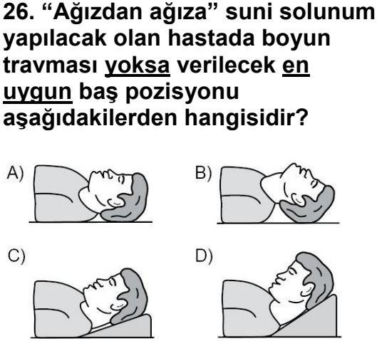 İlk yardım · Konu testi 3, 26. sorunun metni ve seçenekleri